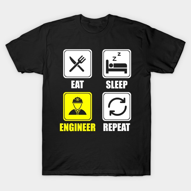 Cute Eat Sleep Engineer Repeat Engineering Funny T-Shirt by theperfectpresents